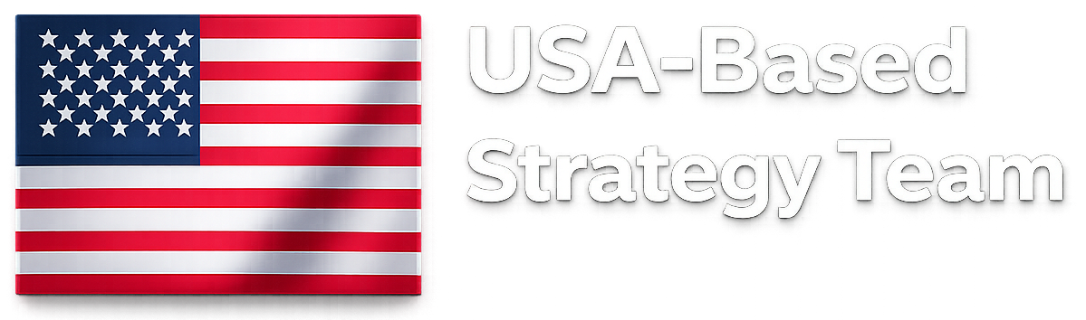 USA-based Strategy Team-AI-powered marketing illustration showing automation and digital growth strategies